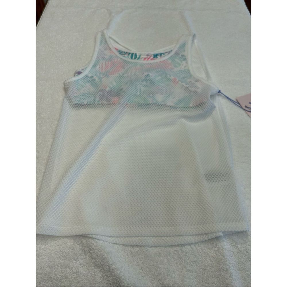 More than Magic crop tank top Large 10/12 white teal